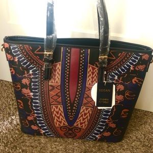 Dashiki-style Tote Bag with Matching Wallet